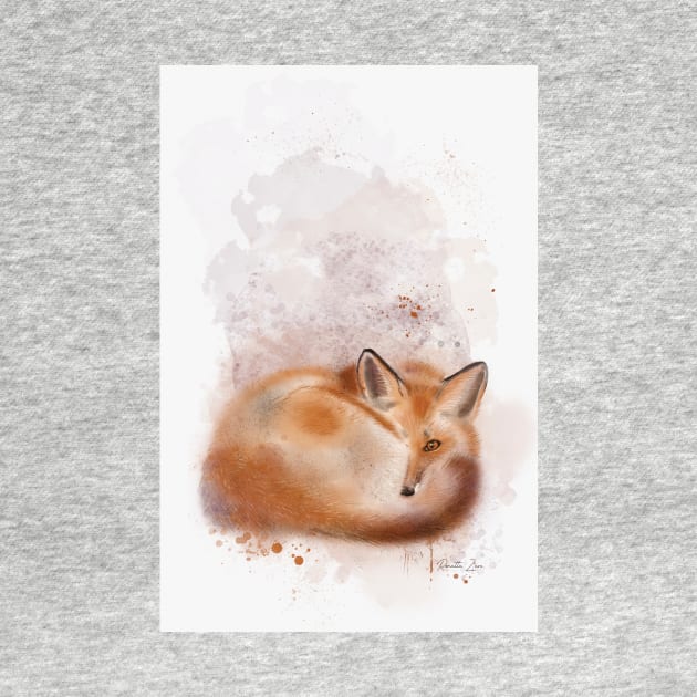 sleepy fox watercolor painting by RenattaZare